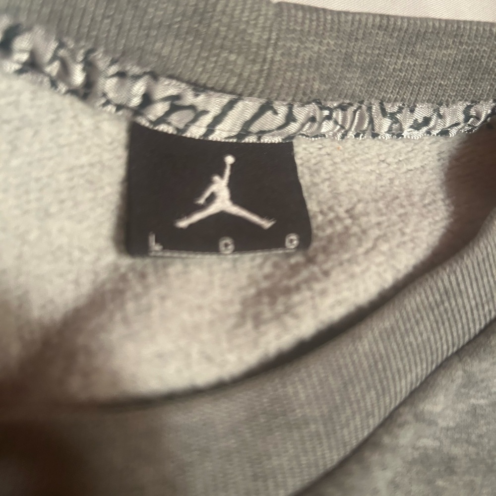 Vintage AIR JORDAN Nike FLIGHT Striped JUMPMAN Gray Sweatshirt Men’s Large - Picture 4 of 5